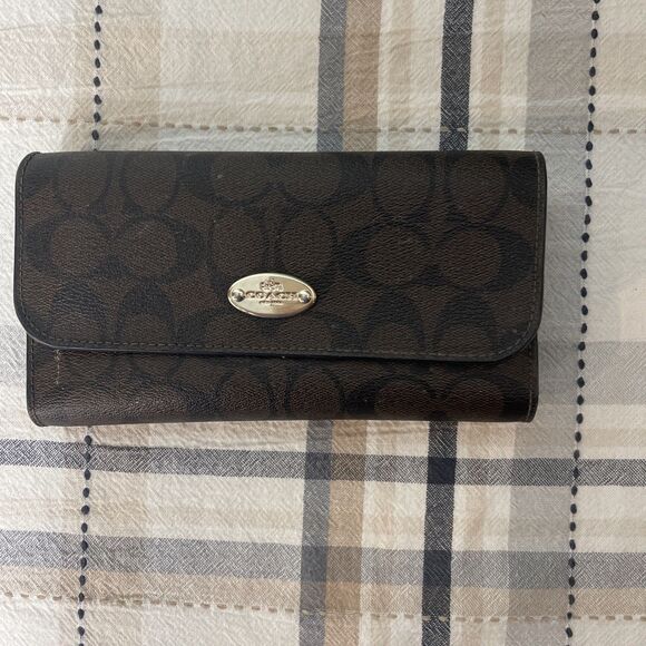 Coach Handbags - Coach Snap Envelope Wallet Brown with Outside  Zipper Pocket